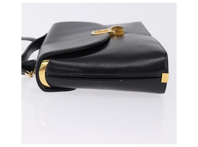 Sac à main Christian Dior en cuir de veau 2way Noir Or Auth 196348A Doré - vue 4