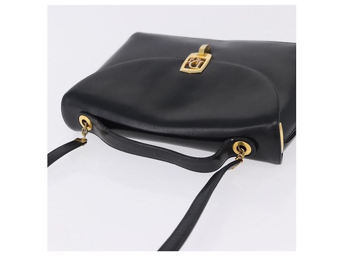 Sac à main Christian Dior en cuir de veau 2way Noir Or Auth 196348A Doré - vue 7