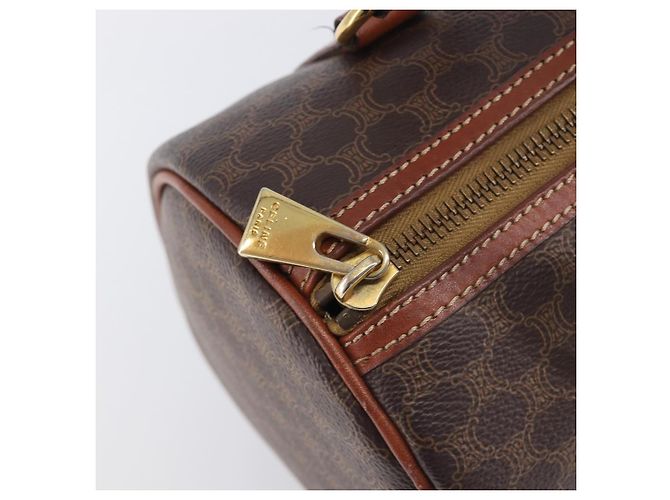 Céline Borsa a mano CELINE Macadam Canvas PVC Leather Brown Gold Auth 200255A Marrone D'oro - vista 10