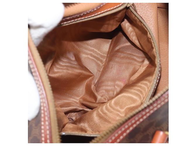 Céline Borsa a mano CELINE Macadam Canvas PVC Leather Brown Gold Auth 200255A Marrone D'oro - vista 22