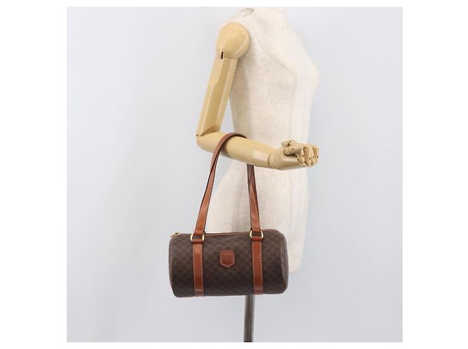 Céline Borsa a mano CELINE Macadam Canvas PVC Leather Brown Gold Auth 200255A Marrone D'oro - vista 23