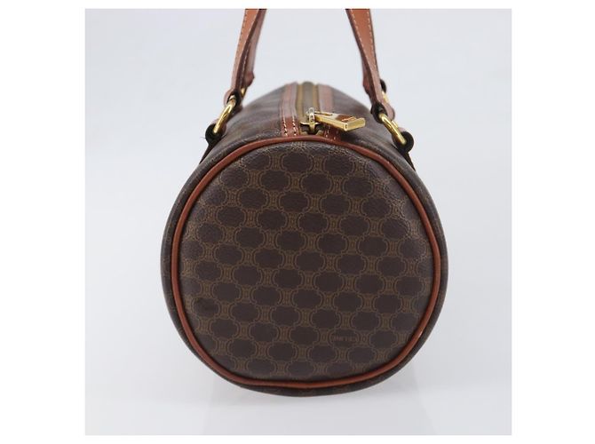 Céline Borsa a mano CELINE Macadam Canvas PVC Leather Brown Gold Auth 200255A Marrone D'oro - vista 4