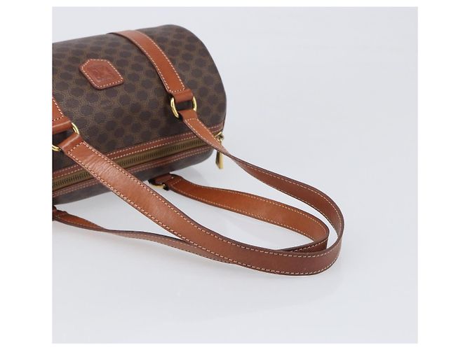 Céline Borsa a mano CELINE Macadam Canvas PVC Leather Brown Gold Auth 200255A Marrone D'oro - vista 7