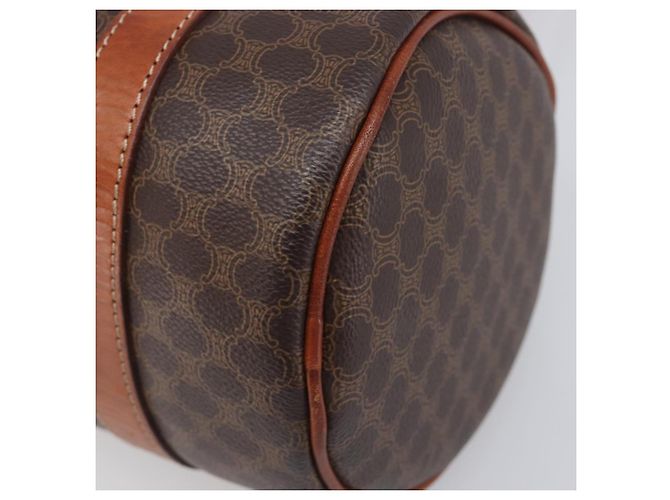 Céline Borsa a mano CELINE Macadam Canvas PVC Leather Brown Gold Auth 200255A Marrone D'oro - vista 9