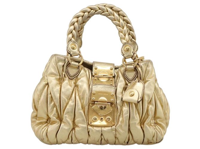 Borsa a mano Miu Miu Matelassé in pelle 2way Gold Auth yk20737SAM D'oro - vista 13