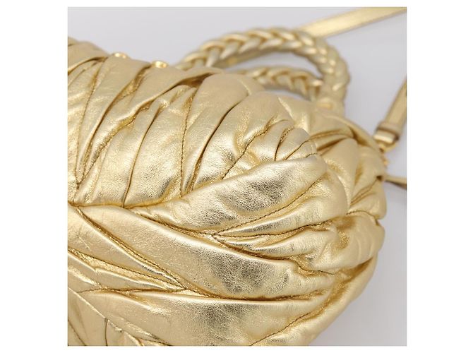 Borsa a mano Miu Miu Matelassé in pelle 2way Gold Auth yk20737SAM D'oro - vista 16