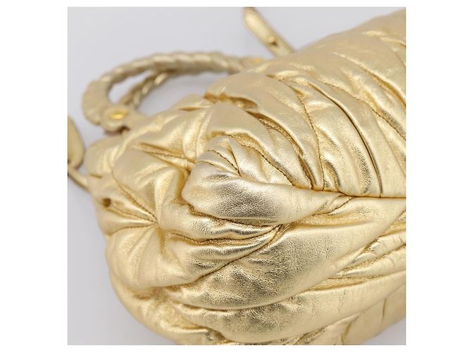 Borsa a mano Miu Miu Matelassé in pelle 2way Gold Auth yk20737SAM D'oro - vista 19