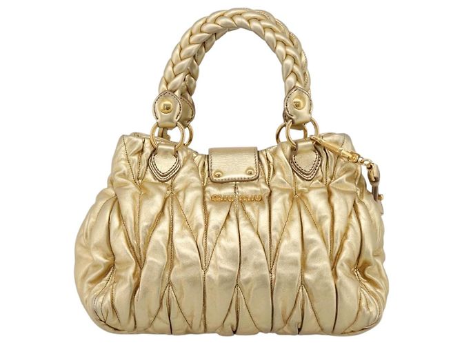 Borsa a mano Miu Miu Matelassé in pelle 2way Gold Auth yk20737SAM D'oro - vista 2