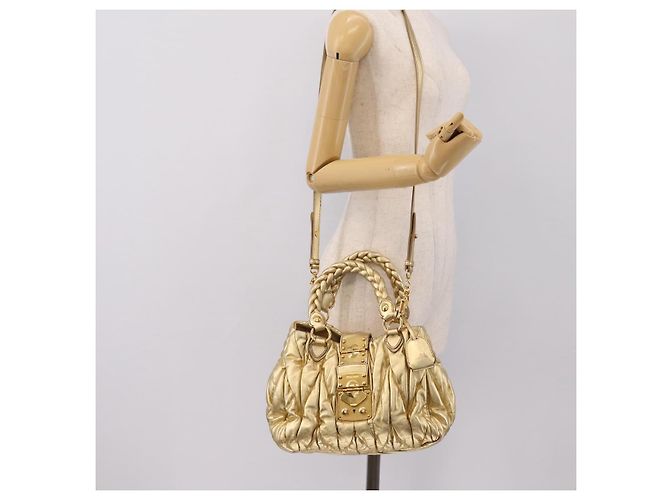 Borsa a mano Miu Miu Matelassé in pelle 2way Gold Auth yk20737SAM D'oro - vista 25