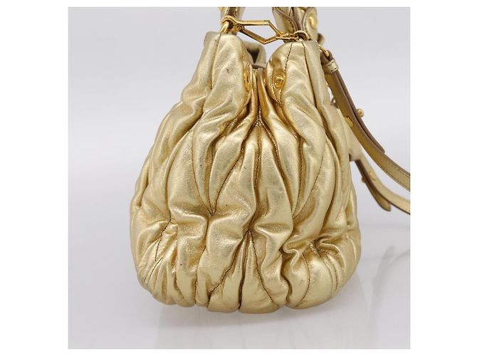 Borsa a mano Miu Miu Matelassé in pelle 2way Gold Auth yk20737SAM D'oro - vista 3