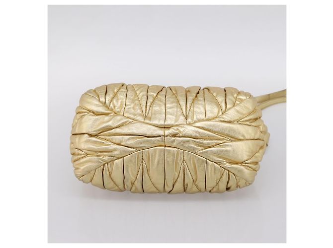 Borsa a mano Miu Miu Matelassé in pelle 2way Gold Auth yk20737SAM D'oro - vista 5