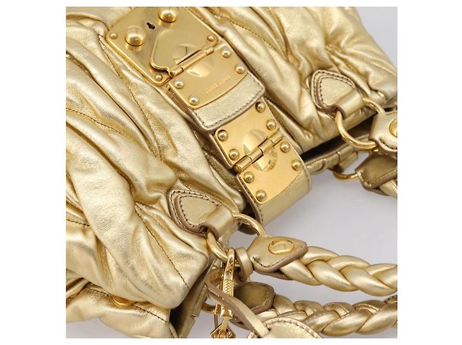 Borsa a mano Miu Miu Matelassé in pelle 2way Gold Auth yk20737SAM D'oro - vista 6