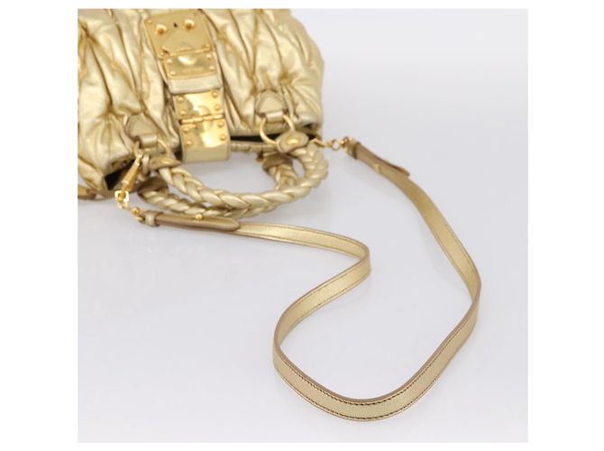 Borsa a mano Miu Miu Matelassé in pelle 2way Gold Auth yk20737SAM D'oro - vista 8