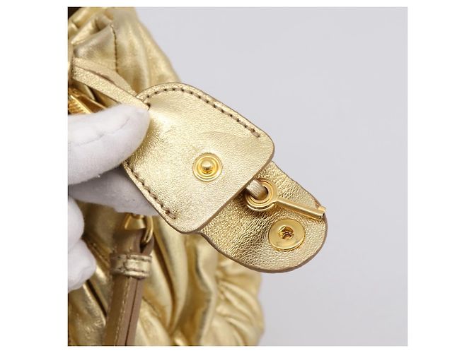 Borsa a mano Miu Miu Matelassé in pelle 2way Gold Auth yk20737SAM D'oro - vista 9