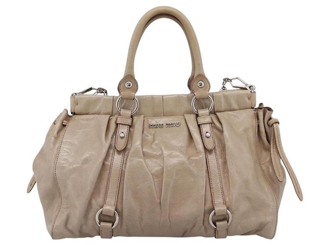 Sac à main Miu Miu en cuir 2way Beige Silver Auth yk20829M - vue 13
