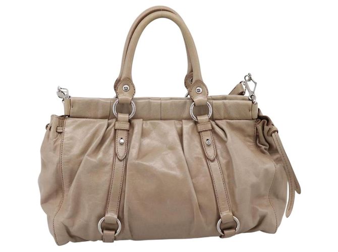 Sac à main Miu Miu en cuir 2way Beige Silver Auth yk20829M - vue 2