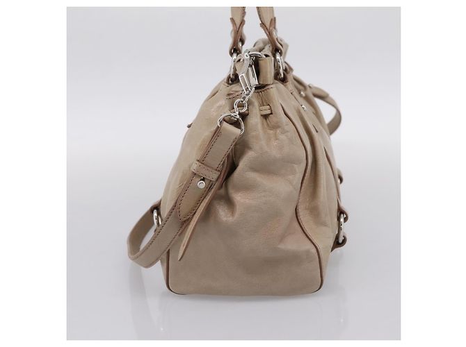 Sac à main Miu Miu en cuir 2way Beige Silver Auth yk20829M - vue 4