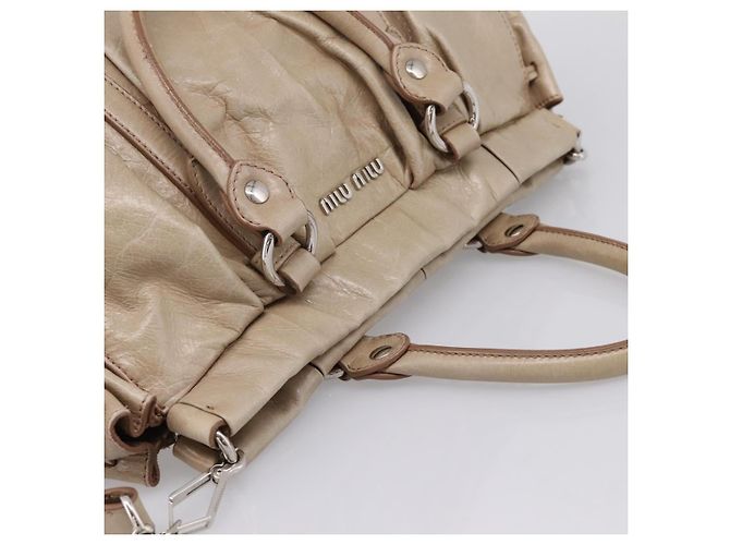 Sac à main Miu Miu en cuir 2way Beige Silver Auth yk20829M - vue 6