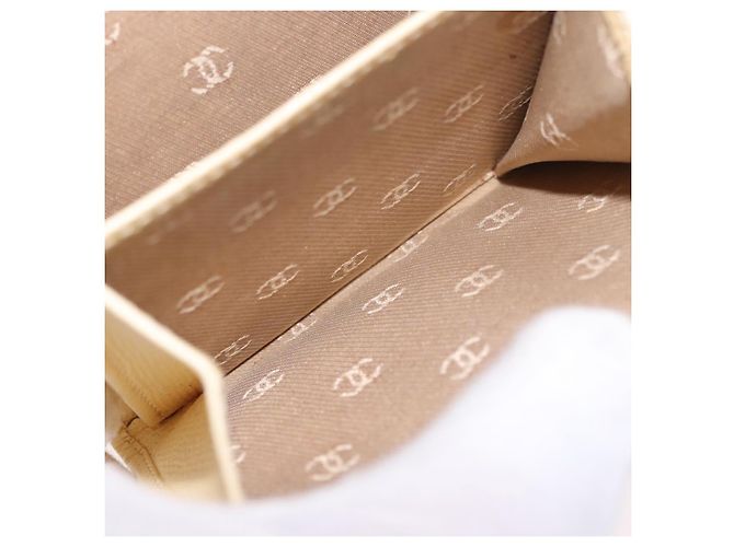 CHANEL Langbeutel aus Leder Elfenbein Gold CC Auth 199695A Golden Roh - Ansicht 10