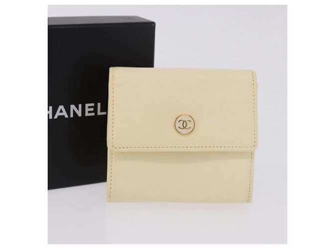 CHANEL Langbeutel aus Leder Elfenbein Gold CC Auth 199695A Golden Roh - Ansicht 12