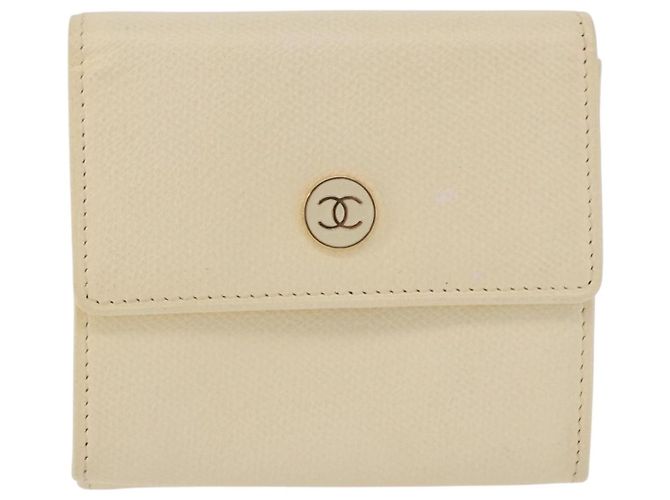 CHANEL Langbeutel aus Leder Elfenbein Gold CC Auth 199695A Golden Roh - Ansicht 13