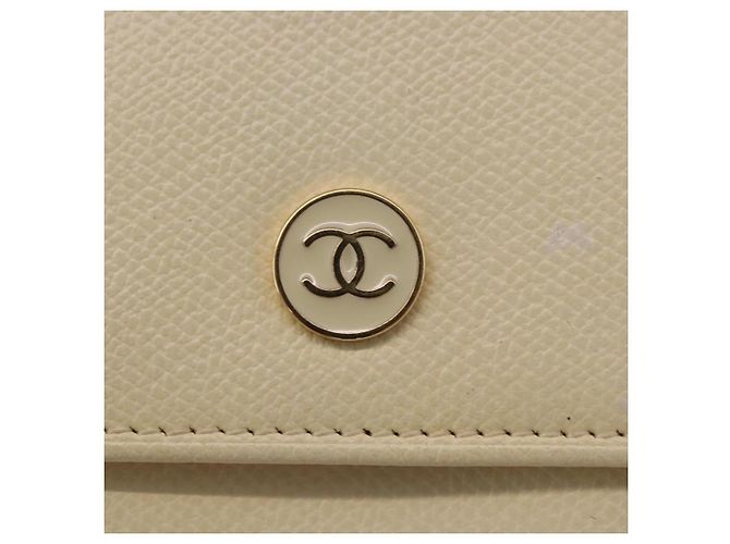 CHANEL Langbeutel aus Leder Elfenbein Gold CC Auth 199695A Golden Roh - Ansicht 18
