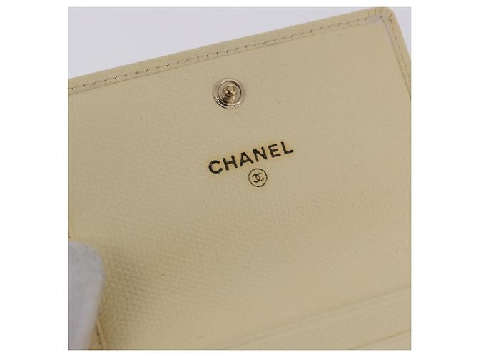 CHANEL Langbeutel aus Leder Elfenbein Gold CC Auth 199695A Golden Roh - Ansicht 19