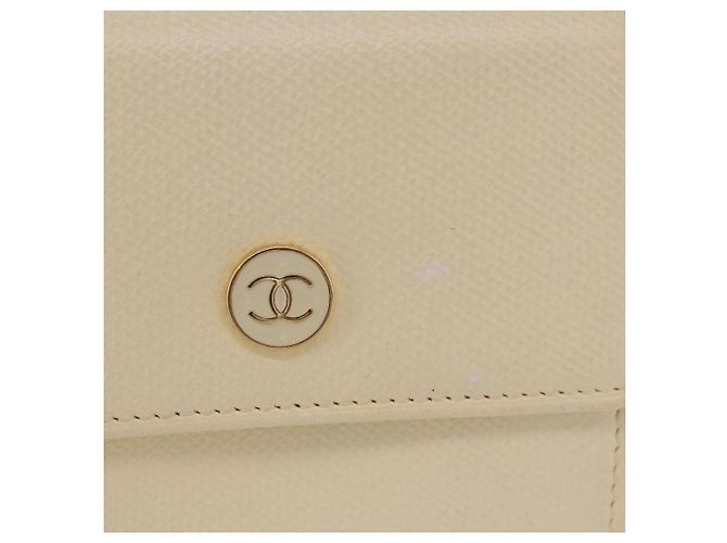 CHANEL Langbeutel aus Leder Elfenbein Gold CC Auth 199695A Golden Roh - Ansicht 2