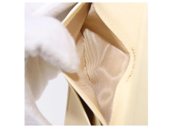 CHANEL Langbeutel aus Leder Elfenbein Gold CC Auth 199695A Golden Roh - Ansicht 22