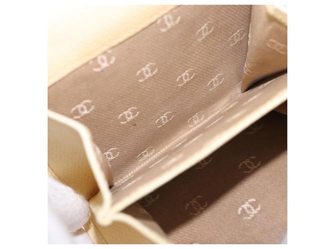 CHANEL Langbeutel aus Leder Elfenbein Gold CC Auth 199695A Golden Roh - Ansicht 24