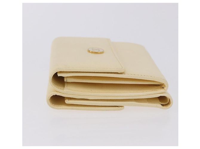 CHANEL Langbeutel aus Leder Elfenbein Gold CC Auth 199695A Golden Roh - Ansicht 5