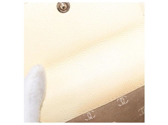 CHANEL Langbeutel aus Leder Elfenbein Gold CC Auth 199695A Golden Roh - Ansicht 9