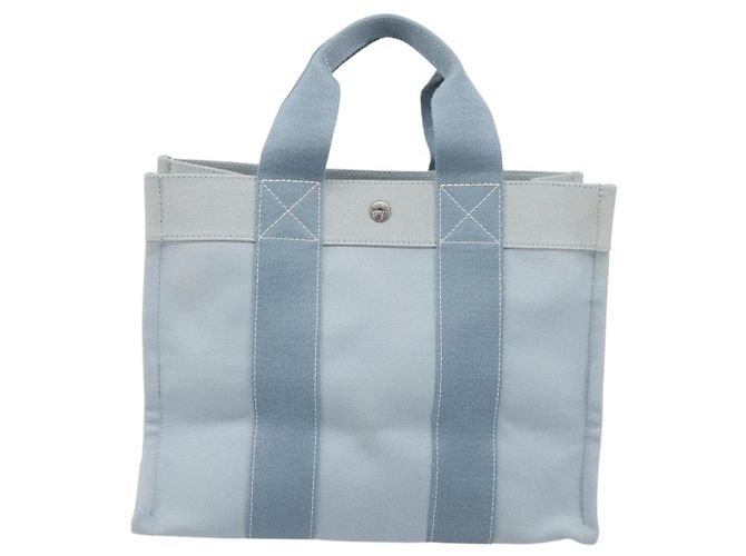Hermès HERMES Bora Bora PM Handtasche Canvas Hellblau Silber Auth 196916A - Ansicht 2
