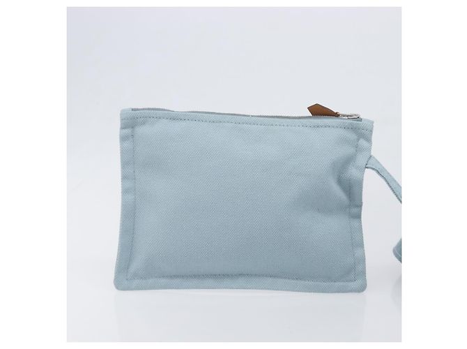 Hermès HERMES Bora Bora PM Handtasche Canvas Hellblau Silber Auth 196916A - Ansicht 21