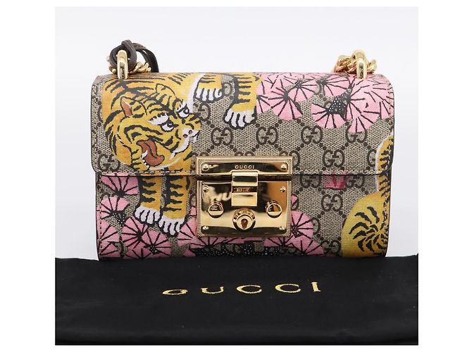 Borsa a tracolla GUCCI GG Supreme Chain PVC Beige Gold 409487 Auth 199195SAM D'oro - vista 12