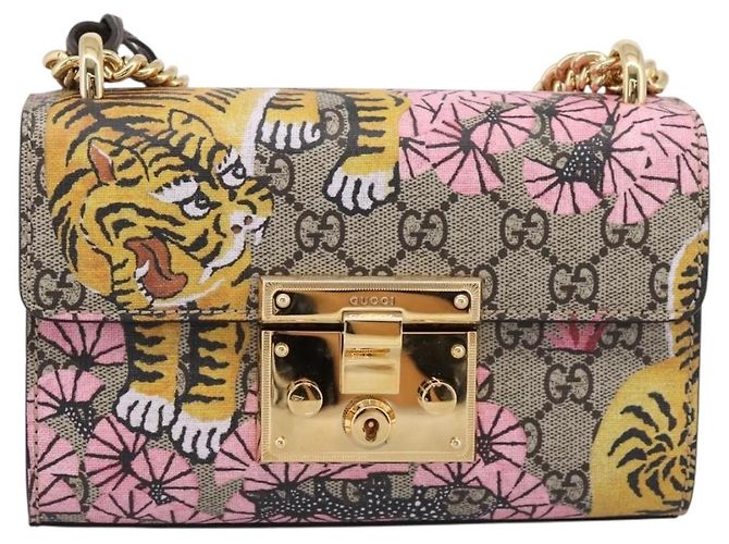 Borsa a tracolla GUCCI GG Supreme Chain PVC Beige Gold 409487 Auth 199195SAM D'oro - vista 13