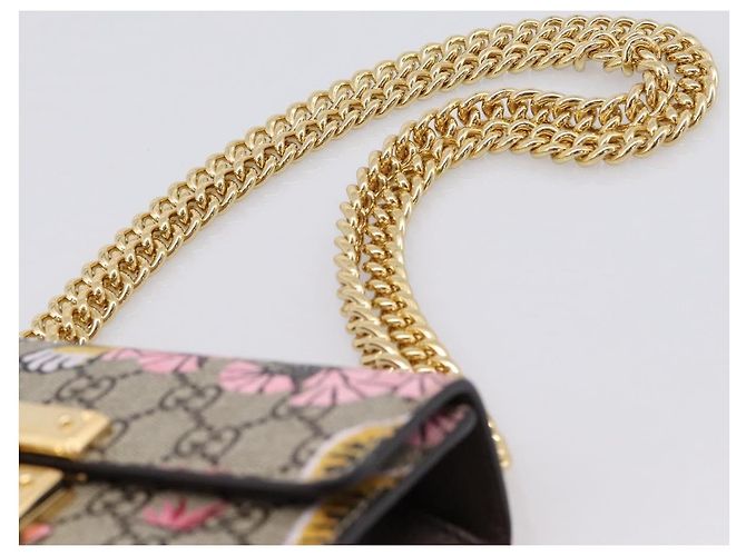Borsa a tracolla GUCCI GG Supreme Chain PVC Beige Gold 409487 Auth 199195SAM D'oro - vista 14