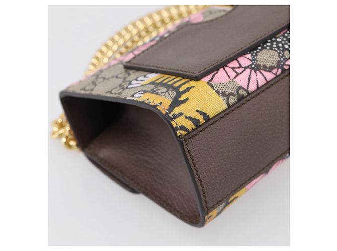 Borsa a tracolla GUCCI GG Supreme Chain PVC Beige Gold 409487 Auth 199195SAM D'oro - vista 18