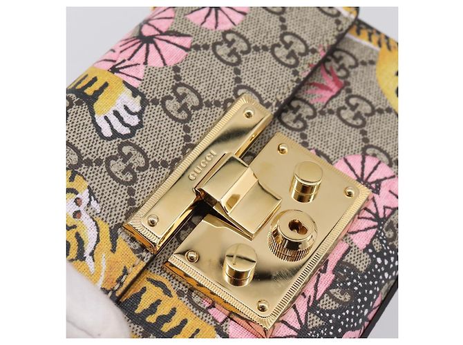 Borsa a tracolla GUCCI GG Supreme Chain PVC Beige Gold 409487 Auth 199195SAM D'oro - vista 19