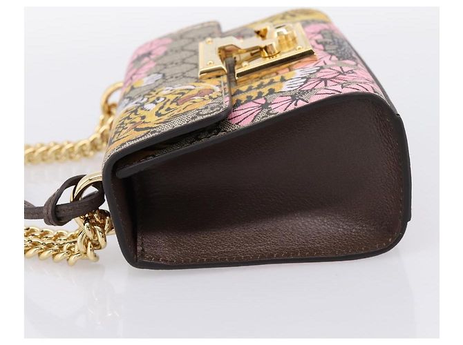 Borsa a tracolla GUCCI GG Supreme Chain PVC Beige Gold 409487 Auth 199195SAM D'oro - vista 3