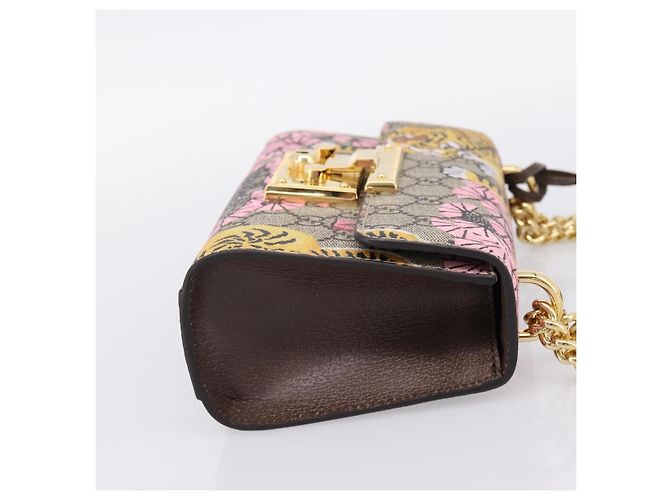 Borsa a tracolla GUCCI GG Supreme Chain PVC Beige Gold 409487 Auth 199195SAM D'oro - vista 4