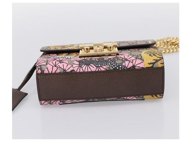 Borsa a tracolla GUCCI GG Supreme Chain PVC Beige Gold 409487 Auth 199195SAM D'oro - vista 5