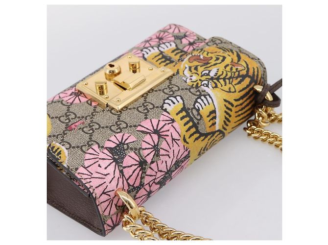 Borsa a tracolla GUCCI GG Supreme Chain PVC Beige Gold 409487 Auth 199195SAM D'oro - vista 6