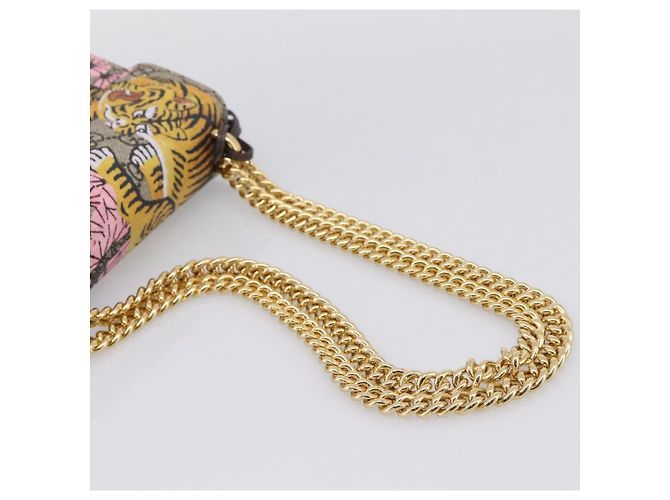 Borsa a tracolla GUCCI GG Supreme Chain PVC Beige Gold 409487 Auth 199195SAM D'oro - vista 7