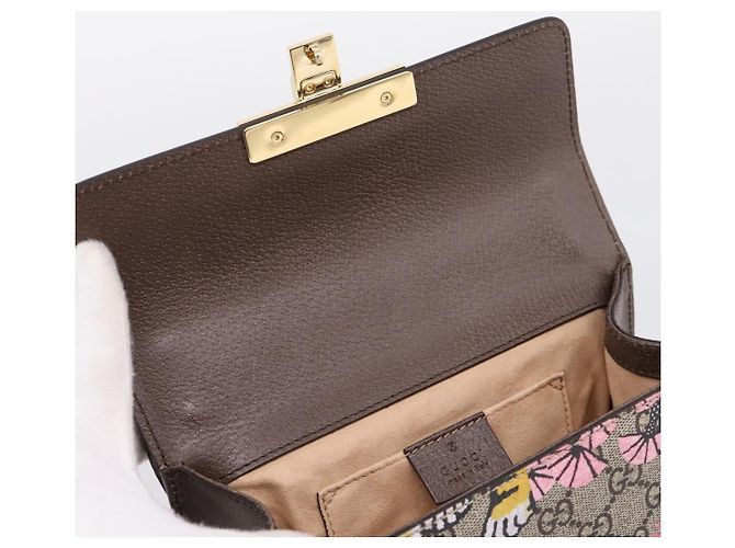 Borsa a tracolla GUCCI GG Supreme Chain PVC Beige Gold 409487 Auth 199195SAM D'oro - vista 9