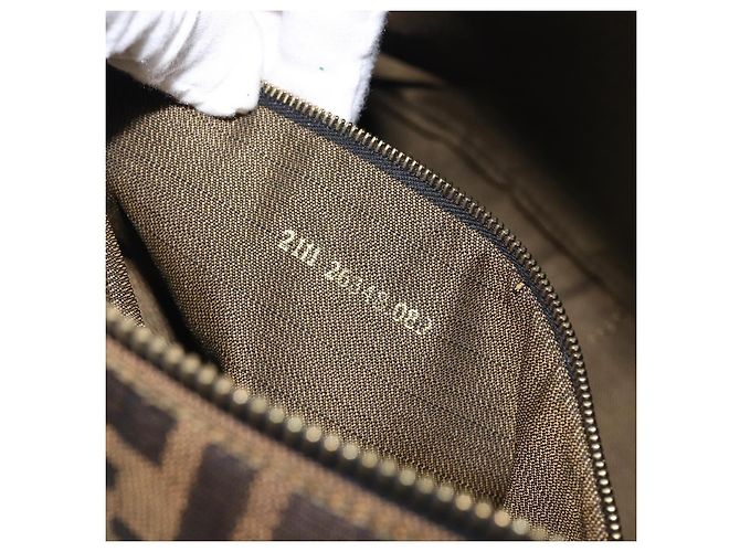 Borsa a mano Vanity FENDI Zucca Canvas Nero e Marrone Auth mr2833 - vista 11