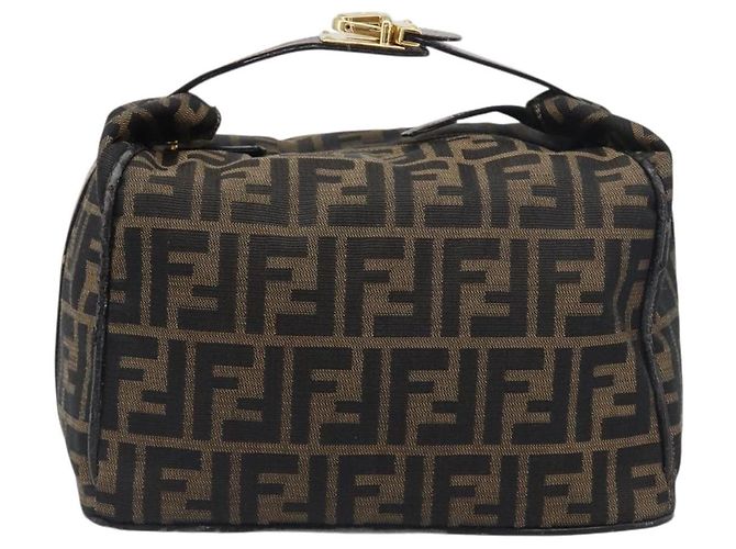 Borsa a mano Vanity FENDI Zucca Canvas Nero e Marrone Auth mr2833 - vista 13