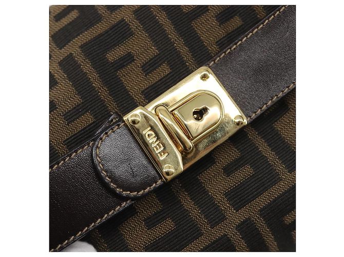 Borsa a mano Vanity FENDI Zucca Canvas Nero e Marrone Auth mr2833 - vista 17