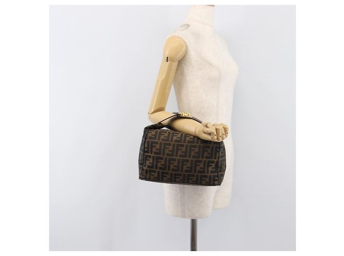 Borsa a mano Vanity FENDI Zucca Canvas Nero e Marrone Auth mr2833 - vista 24