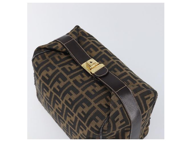 Borsa a mano Vanity FENDI Zucca Canvas Nero e Marrone Auth mr2833 - vista 6